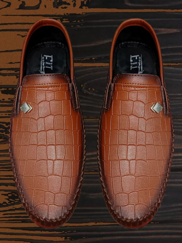 Brown Synthetic Leather Loafers For Men